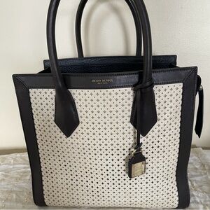 HENRI BENDEL Women Beige and Black Leather Shoulder Bag